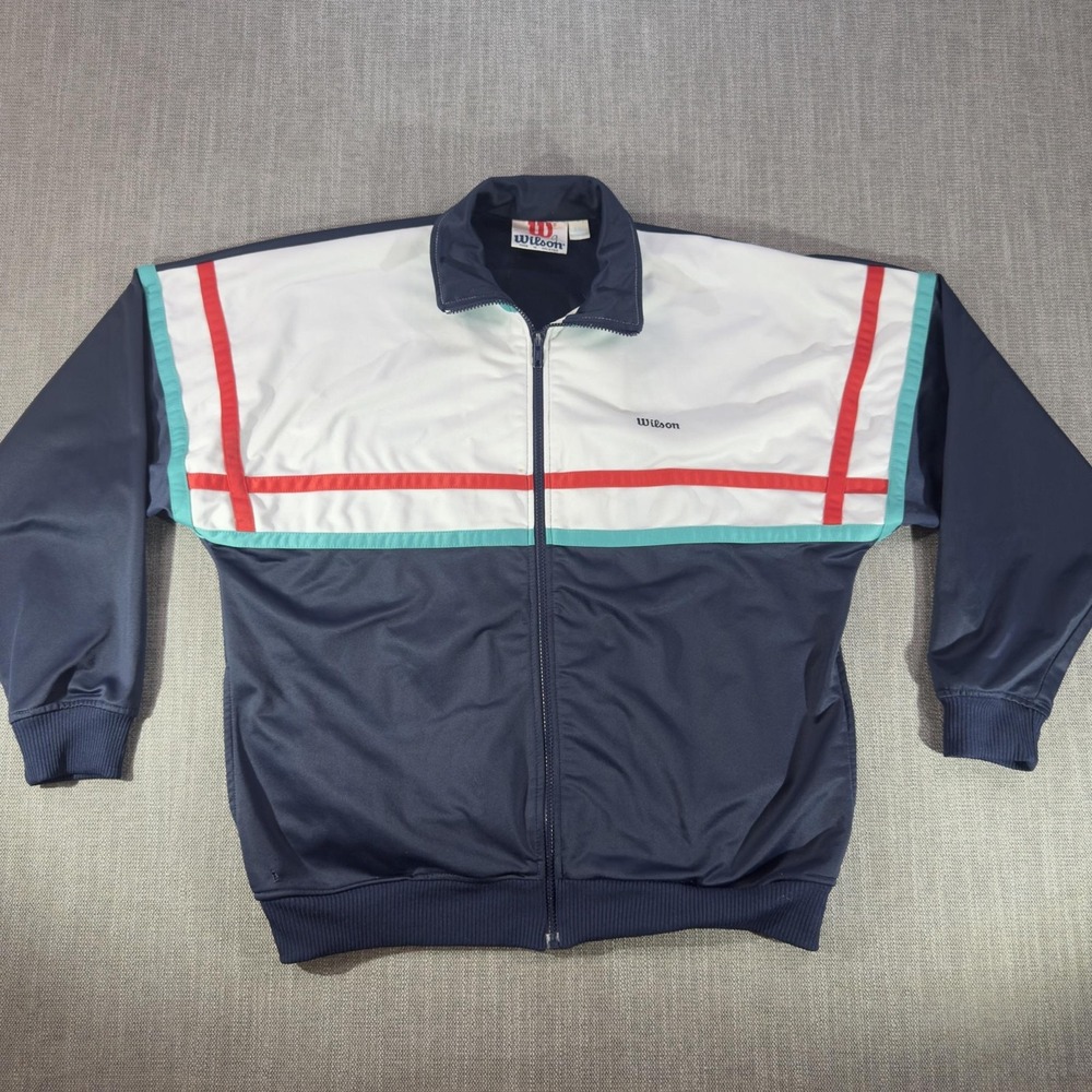 Vintage Wilson Jacket Mens Large Multicolor Colorblock Full Zip Tennis Track
